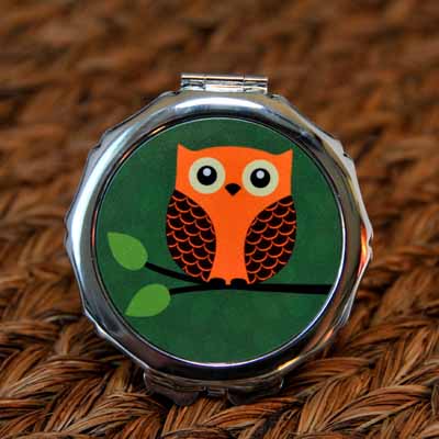Orange Owl Compact made with sublimation printing